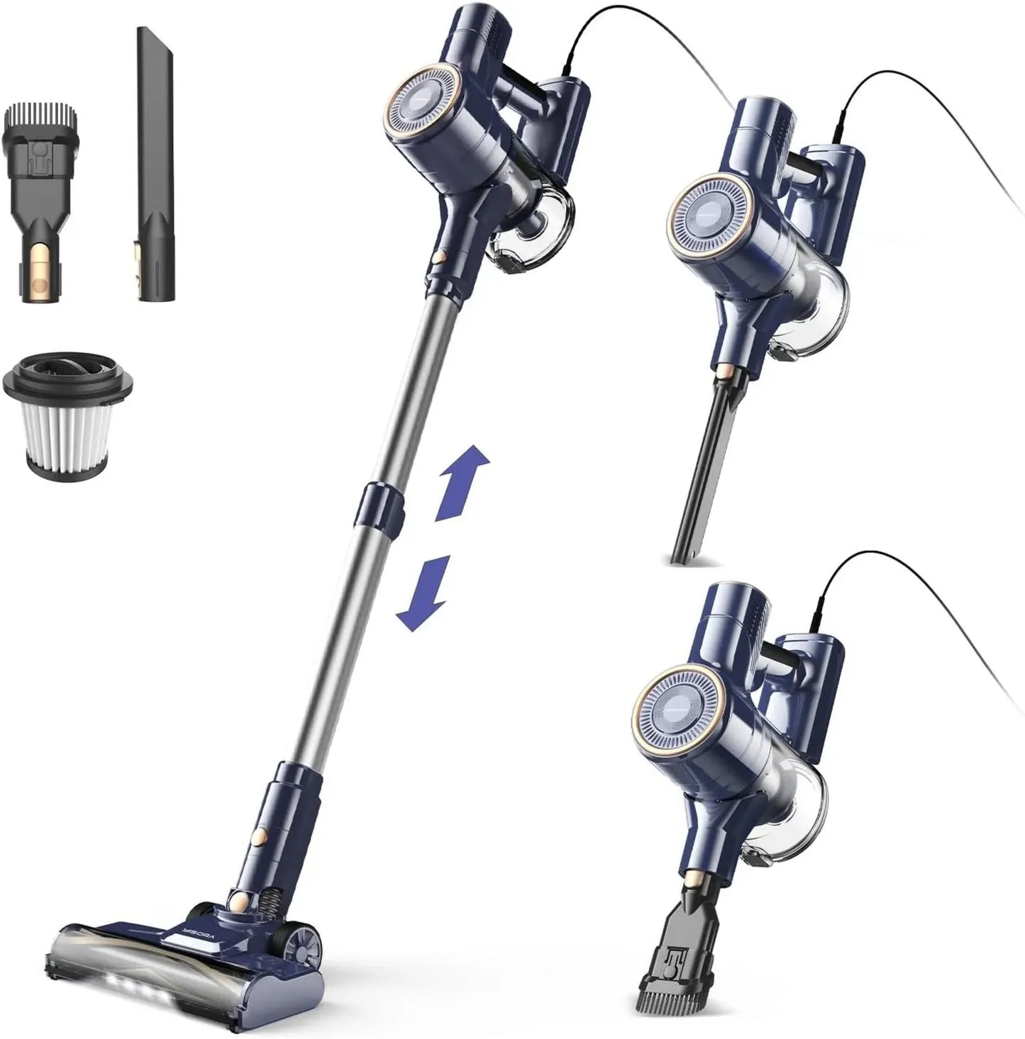 Aspirateur balai filaire 6 en 1 600 W, puissant et silencieux pour sols et tapis