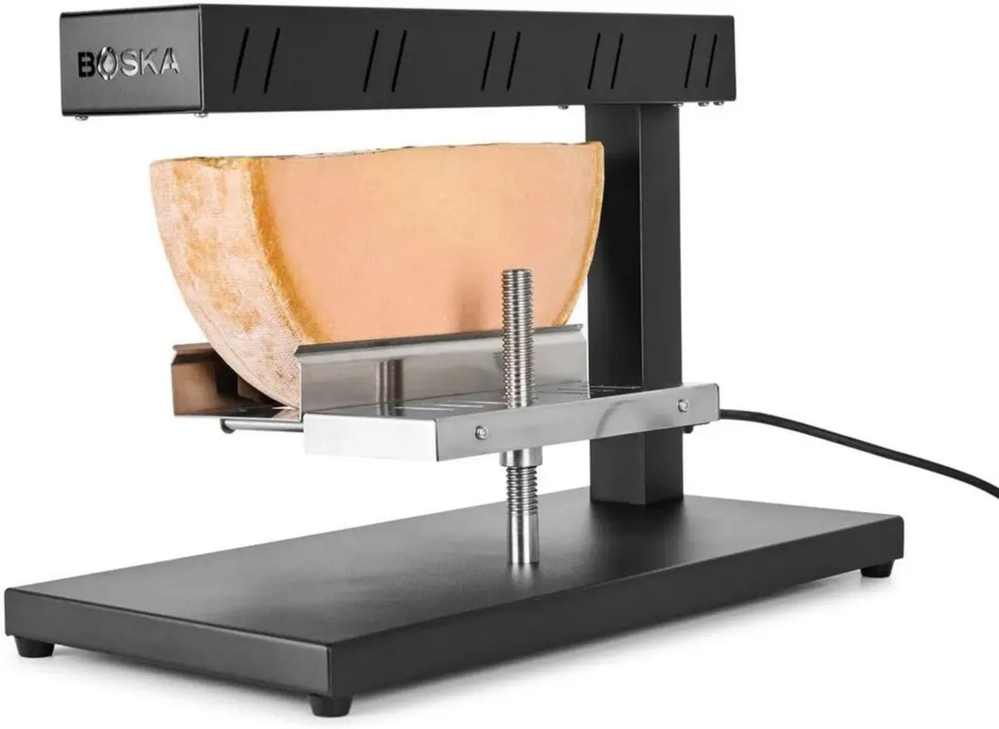 Appareil à Raclette Électrique Boska Demi-Meule – Professionnel avec Mécanisme Rotatif, Câble Long, Lavable en Lave-Vaisselle – Noir