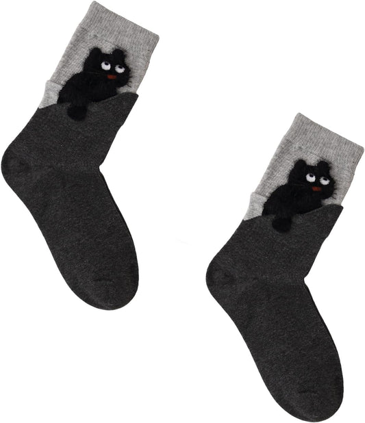 Chaussettes — pour femme, antidérapant, en coton, gris