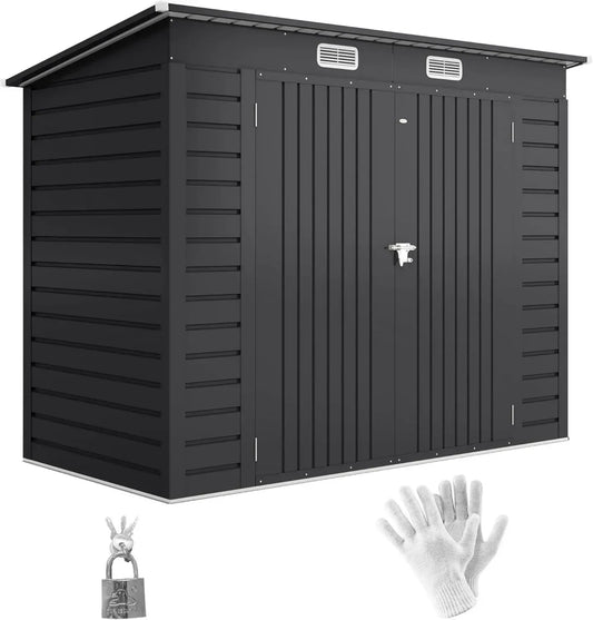 Abri de Jardin Métallique 3 m² Outsunny, Montage Facile, 249x121x183cm, Acier Galvanisé Renforcé, Cabanon de Rangement avec Portes Verrouillables et Aérations, Gris