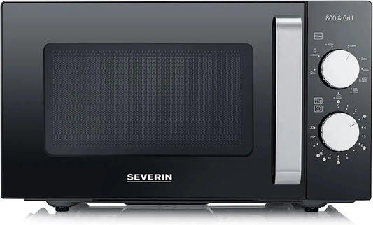 Four à micro-ondes gril 20L SEVERIN, fond plat céramique, 9 niveaux, 1000W, cuisson double, Noir/Inox