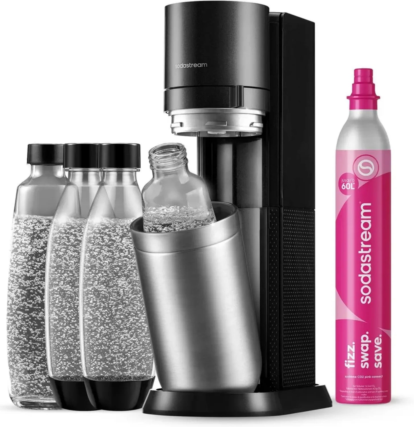 Machine à SodaStream Duo avec Cylindre CO2, Bouteilles Verre et Plastique, Compatible Lave-Vaisselle