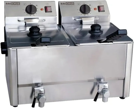 Friteuse Électrique Professionnelle 16L avec Double Cuve et Robinet de Vidange