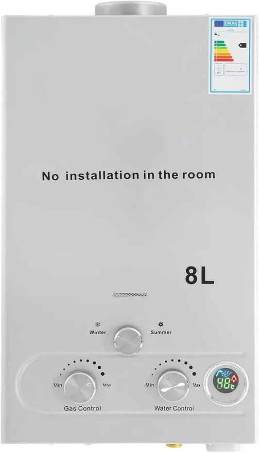 Chauffe-eau à gaz 24KW avec contrôle intelligent de température CPU, portable pour extérieur, idéal sans réservoir pour maison et camping-cars