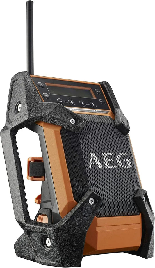 AEG Radio Portable DAB+ 12V/18V et 240V, Connectivité USB et Jack, Compatible Téléphone et MP3, Sans Batterie ni Chargeur