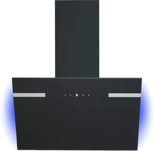 Hotte murale 60 cm Respekta, écran en verre noir, extraction et recyclage, A+, silencieuse