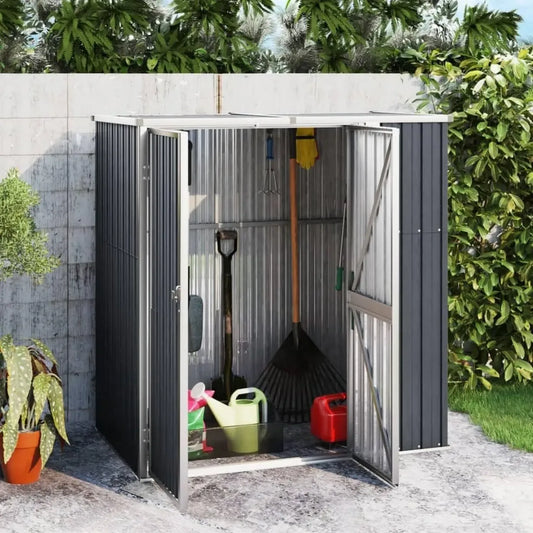 Abri de Jardin en Acier Anthracite 161x89x161cm avec Portes Coulissantes