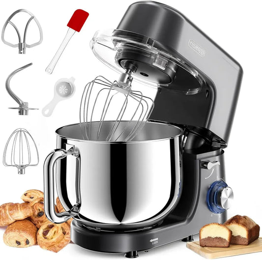 Robot Pâtissier 2000W, 7,2L, Multifonction, Faible Bruit, Bol Inox, 6 Vitesses