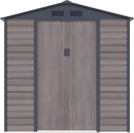 Abri de Jardin en Acier Galvanisé Gris Effet Bois 4,15 m² - Modèle ADELMO