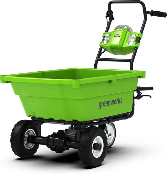 Chariot de Jardin Électrique Sans Fil Greenworks G40GC, 100KG, 106L, Fonction Bascule, Sans Batterie ni Chargeur